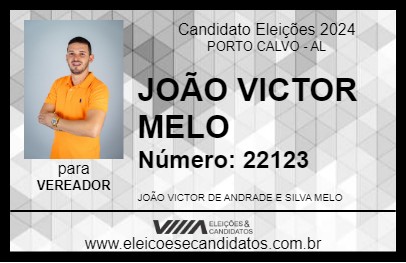 Candidato JOÃO VICTOR MELO 2024 - PORTO CALVO - Eleições