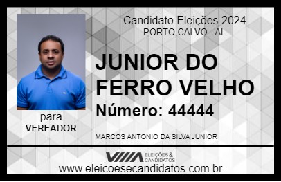 Candidato JUNIOR DO FERRO VELHO 2024 - PORTO CALVO - Eleições