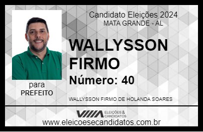 Candidato WALLYSSON FIRMO 2024 - MATA GRANDE - Eleições