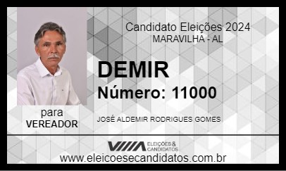 Candidato DEMIR 2024 - MARAVILHA - Eleições