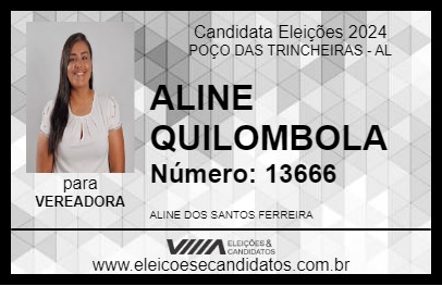 Candidato ALINE QUILOMBOLA 2024 - POÇO DAS TRINCHEIRAS - Eleições