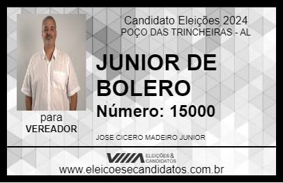 Candidato JUNIOR DE BOLERO 2024 - POÇO DAS TRINCHEIRAS - Eleições