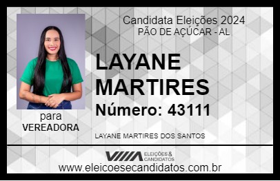 Candidato LAYANE MARTIRES 2024 - PÃO DE AÇÚCAR - Eleições