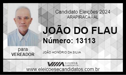 Candidato JOÃO DO FLAU 2024 - ARAPIRACA - Eleições