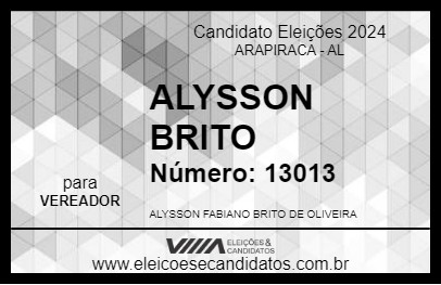 Candidato ALYSSON BRITO 2024 - ARAPIRACA - Eleições