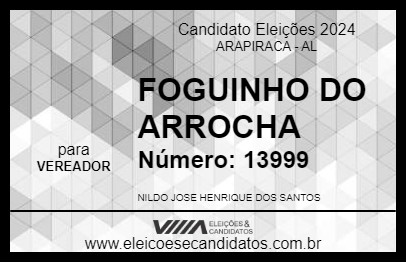 Candidato FOGUINHO DO ARROCHA 2024 - ARAPIRACA - Eleições