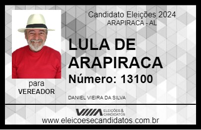 Candidato LULA DE ARAPIRACA 2024 - ARAPIRACA - Eleições