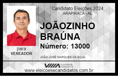 Candidato JOÃOZINHO BRAÚNA 2024 - ARAPIRACA - Eleições