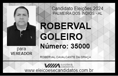 Candidato ROBERVAL GOLEIRO  2024 - PALMEIRA DOS ÍNDIOS - Eleições