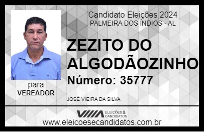 Candidato ZEZITO DO ALGODÃOZINHO 2024 - PALMEIRA DOS ÍNDIOS - Eleições