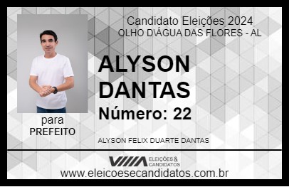 Candidato ALYSON DANTAS 2024 - OLHO D\ÁGUA DAS FLORES - Eleições