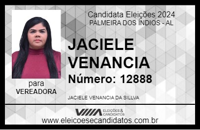 Candidato JACIELE VENANCIA 2024 - PALMEIRA DOS ÍNDIOS - Eleições