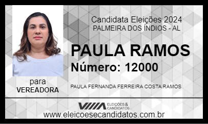 Candidato PAULA RAMOS  2024 - PALMEIRA DOS ÍNDIOS - Eleições