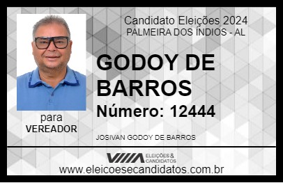 Candidato GODOY DE BARROS  2024 - PALMEIRA DOS ÍNDIOS - Eleições