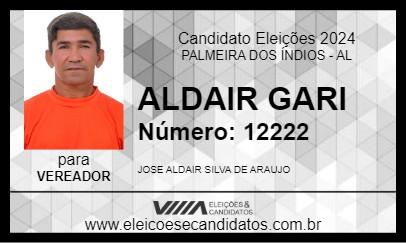 Candidato ALDAIR GARI 2024 - PALMEIRA DOS ÍNDIOS - Eleições