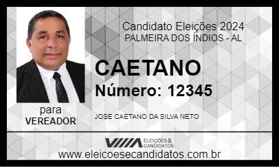 Candidato CAETANO 2024 - PALMEIRA DOS ÍNDIOS - Eleições