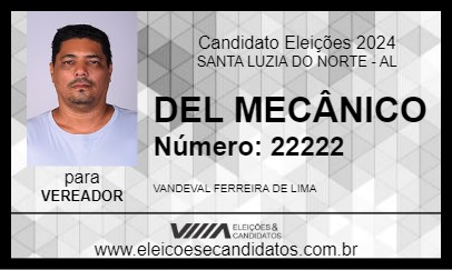 Candidato DEL MECÂNICO 2024 - SANTA LUZIA DO NORTE - Eleições