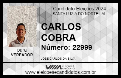 Candidato CARLOS COBRA 2024 - SANTA LUZIA DO NORTE - Eleições