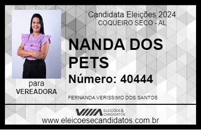 Candidato NANDA DOS PETS 2024 - COQUEIRO SECO - Eleições