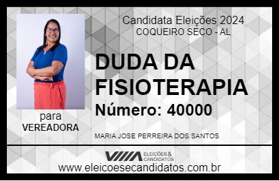 Candidato DUDA DA FISIOTERAPIA 2024 - COQUEIRO SECO - Eleições