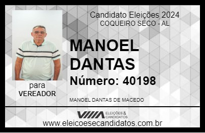 Candidato MANOEL DANTAS 2024 - COQUEIRO SECO - Eleições