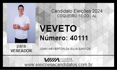 Candidato VEVETO 2024 - COQUEIRO SECO - Eleições