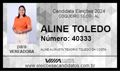 Candidato ALINE TOLEDO 2024 - COQUEIRO SECO - Eleições