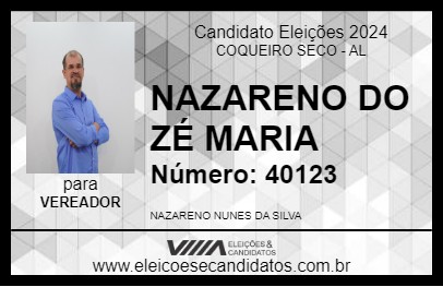 Candidato NAZARENO DO ZÉ MARIA 2024 - COQUEIRO SECO - Eleições