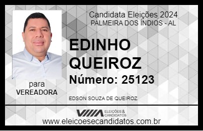 Candidato EDINHO QUEIROZ 2024 - PALMEIRA DOS ÍNDIOS - Eleições