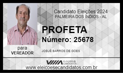 Candidato PROFETA 2024 - PALMEIRA DOS ÍNDIOS - Eleições