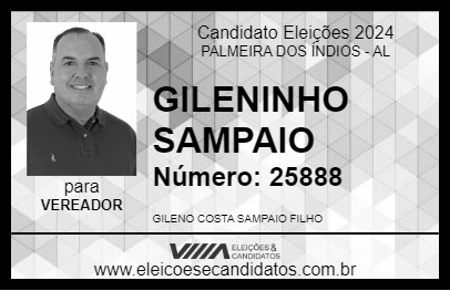 Candidato GILENINHO SAMPAIO 2024 - PALMEIRA DOS ÍNDIOS - Eleições