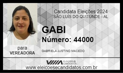 Candidato GABI 2024 - SÃO LUÍS DO QUITUNDE - Eleições