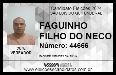 Candidato FAGUINHO FILHO DO NECO 2024 - SÃO LUÍS DO QUITUNDE - Eleições