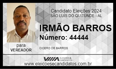 Candidato IRMÃO BARROS 2024 - SÃO LUÍS DO QUITUNDE - Eleições