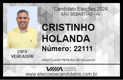 Candidato CRISTINHO HOLANDA 2024 - SÃO SEBASTIÃO - Eleições