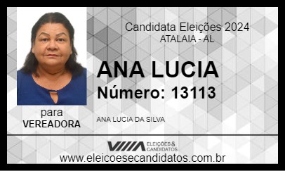 Candidato ANA LUCIA 2024 - ATALAIA - Eleições