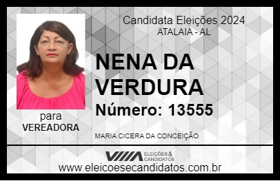 Candidato NENA DA VERDURA 2024 - ATALAIA - Eleições