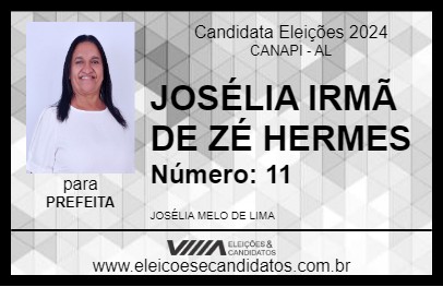 Candidato JOSÉLIA IRMÃ DE ZÉ HERMES 2024 - CANAPI - Eleições