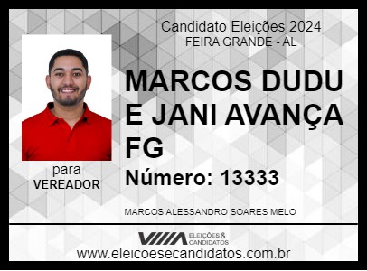 Candidato MARCOS DUDU E JANI AVANÇA FG 2024 - FEIRA GRANDE - Eleições