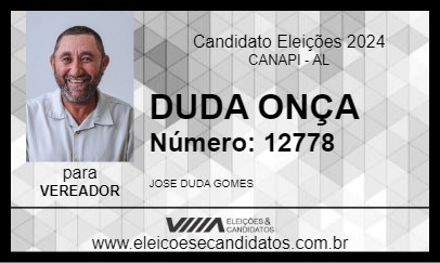 Candidato DUDA ONÇA 2024 - CANAPI - Eleições