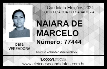 Candidato NAIARA DE MARCELO 2024 - OLHO D\ÁGUA DO CASADO - Eleições