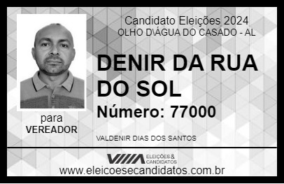 Candidato DENIR DA RUA DO SOL 2024 - OLHO D\ÁGUA DO CASADO - Eleições