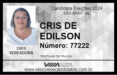 Candidato CRIS DE EDILSON 2024 - SÃO BRÁS - Eleições