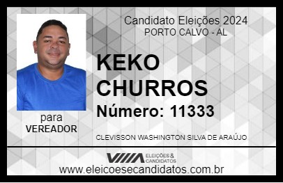 Candidato KEKO CHURROS 2024 - PORTO CALVO - Eleições