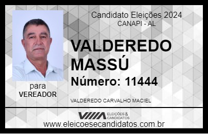 Candidato VALDEREDO MASSÚ 2024 - CANAPI - Eleições