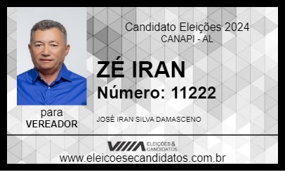 Candidato ZÉ IRAN 2024 - CANAPI - Eleições