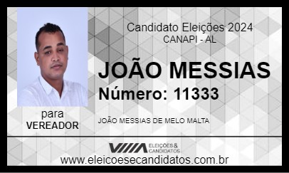 Candidato JOÃO MESSIAS 2024 - CANAPI - Eleições