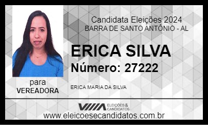 Candidato ERICA SILVA 2024 - BARRA DE SANTO ANTÔNIO - Eleições