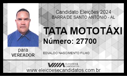 Candidato TATA MOTOTÁXI 2024 - BARRA DE SANTO ANTÔNIO - Eleições