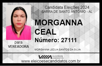 Candidato MORGANNA CEAL 2024 - BARRA DE SANTO ANTÔNIO - Eleições